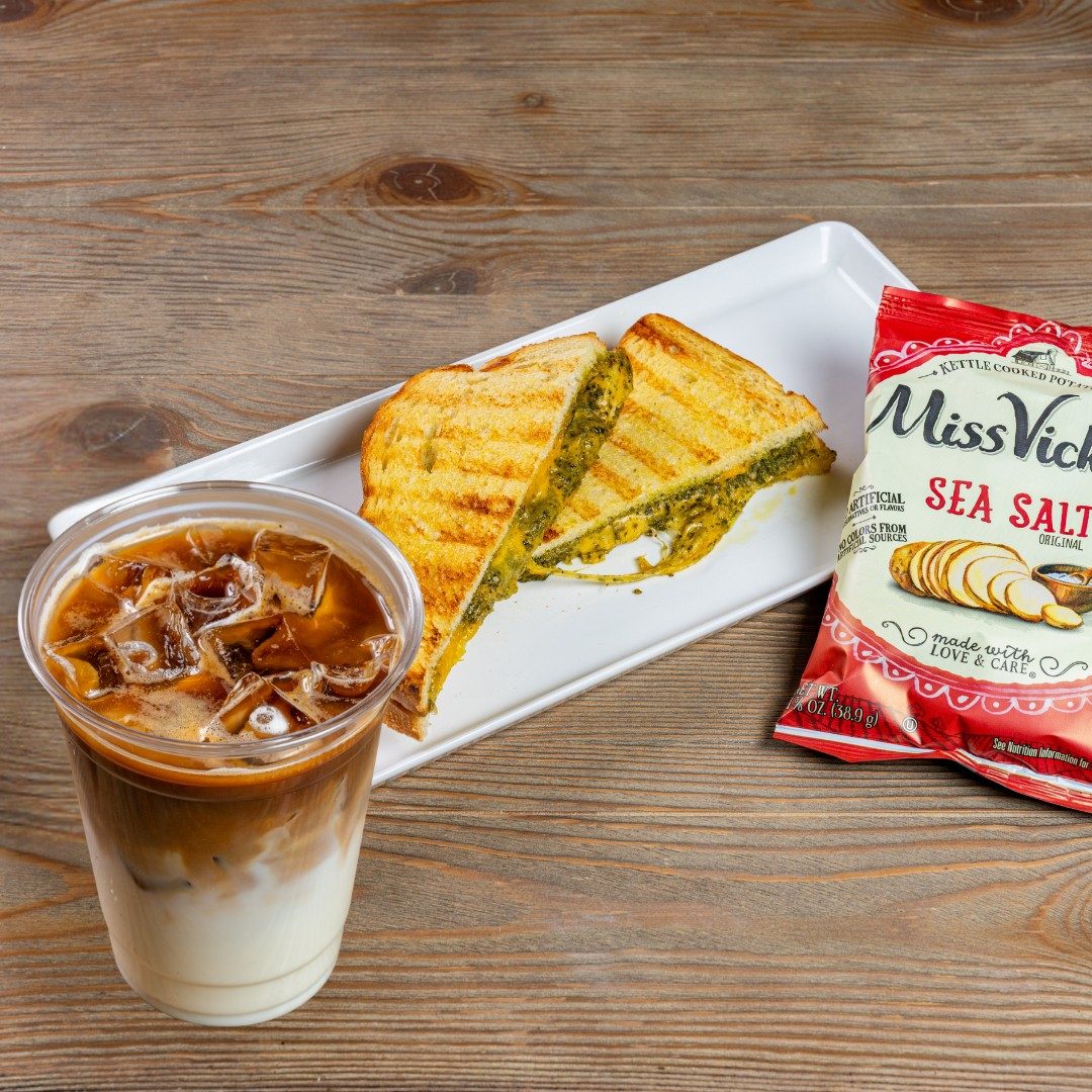 Mo' Melt, Chips & Iced Latte Combo.