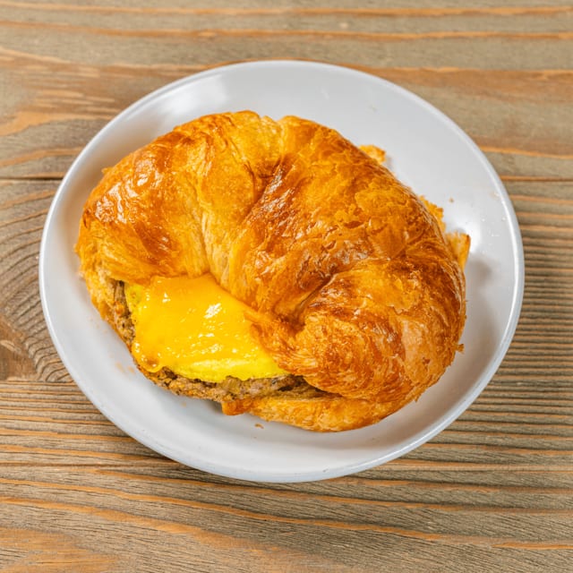 Chicken Sausage, Egg & Cheese Croissant Sandwich.